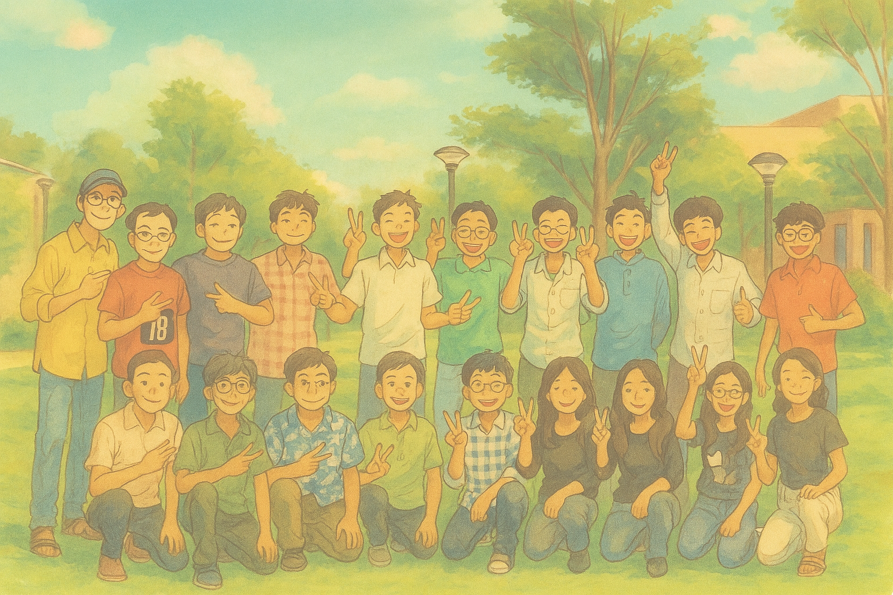 Aptologics team members in Ghibli art style